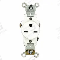 LEVITON Plugs and Receptacles: Single, 6-15, White, 250V AC, 15 A, 2 Pole / 3 Wire (MPN 5651-W)