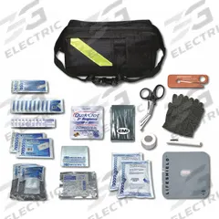 Rapid Response PAC: 48 Components, Nylon, Bag, Black, No Medication Included, Nylon (MPN 872). Key specifications — Brand: EMI; Adhesive Bandages Included: (10) Adhesive Bandages; Product Type: Rapid Response PAC; PPE and Disposal Equipment Included: CPR Lifeshield; Oral and Inhalant Medicinals Included: No Oral/Inhalant Medicinals; Tools Included: Lifesaver Seat Belt Cutter; Topical Medicinals Included: (10) Antimicrobial Hand Wipes; Wound Dressings Included: Gauze.