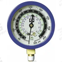 JB INDUSTRIES Low Side Gauge: Low Side Gauge, -14.7 psi to 350 psi, Liquid Filled, 3 1/8 in Dia (MPN M2-870). Key specifications — Brand: JB INDUSTRIES; Accuracy: ± 1%; Color: Blue; Calibration Certificate Type: Not Certified; For Refrigerant Type: R-12.