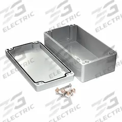HAMMOND Enclosure: Die-Cast Aluminum, 8 in x 4 in x 3 in, NEMA 12/13/4/4X/6/6P, Screw On (MPN 1590Z150GY). Key specifications — Brand: HAMMOND; Closure Method: Screws; Knockouts: Not Included.