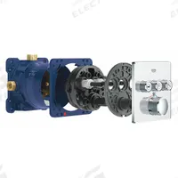 GROHE Triple Function Thermostatic Trim: Circle Trim Plate, Chrome Finish, Knob Faucet Handle (MPN 29142000). Key specifications — Compatible Product Type: Grohtherm SmartControl Shower Faucets; Brand: GROHE; Product Type: Triple Function Thermostatic Trim; Trim Plate Shape: Circle; Trim Finish/Color: Chrome.