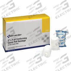 FIRST AID ONLY Gauze Roll: 4 yd Dressing Lg, 2 in Dressing Wd, Gauze, Non-Sterile, 24 PK (MPN 5-6600G). Key specifications — Water Resistance: Not Water Resistant; Unitized: Unitized; Standards: ANSI Z308.1-2015; Manufacturer Part Number: 5-6600G; Package Type: Box; Product Type: Gauze Roll; Sterility: Non-Sterile; Brand: FIRST AID ONLY.