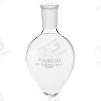 CHEMGLASS Boiling Flask: 25 mL, Colorless, Pear, A, 14/20 Compatible with Stopper Size (MPN CG-1554-26). Key specifications — Shape: Pear; Body Color: Colorless; Brand: CHEMGLASS; Compatible with Stopper Size: 14/20; USP Specification: Type I.