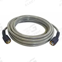 Cold Water Hose: 1/4 in ID, 25 ft Lg, Polyurethane, Gray, 1/4 in x 1/4 in Fitting Size, 3,200 psi (MPN 40224). Key specifications — Hose Cover Material: Polyurethane; Fitting Type: F M22 x F M22; Hose Color: Gray; Hose Configuration: Coupled Assembly; Brand: SIMPSON.