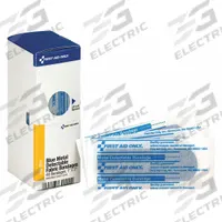 FIRST AID ONLY Adhesive Bandage: Strip Bandages, 1 in Wd, 3 in Lg, Metal Detectable, Fabric, Strip (MPN FAE-3011). Key specifications — Product Type: Strip Bandages; Unitized: Unitized; Water Resistance: Not Water Resistant; Brand: FIRST AID ONLY; Latex Content: Latex Free; Metal Detectable: Metal Detectable; Manufacturer Part Number: FAE-3011; Bandage Material: Fabric.