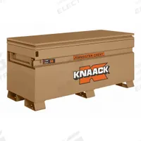 KNAACK Chest-Style Jobsite Box: 60 in W x 24 in D x 28 1/2 in H, 20.25 cu ft, Tan (MPN 60-KL). Key specifications — attr1116233: Tan; attr1116253: KNAACK; attr1222022: Includes Proprietary Recessed Padlock.