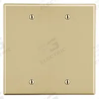 HUBBELL Wall Plate: Blank, 2 Gang, Ivory, Std Size (MPN P23I). Key specifications — Brand: HUBBELL; Material: Polycarbonate.