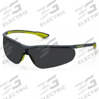 HEXARMOR Safety Glasses: Dark Gray Lens, Half-Frame, Anti-Fog/Hard Coat/Photochromic/TruShield® (MPN 11-15008-08). Key specifications — Brand: HEXARMOR; Frame Color: Charcoal/High-Visibility Yellow; Lens Color: Dark Gray; Lens Properties: Anti-Fog / Scratch-Resistant / Photochromic.