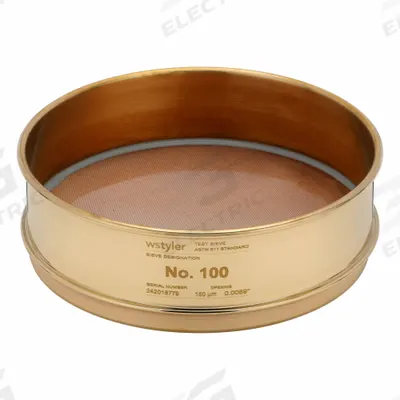 ADVANTECH Standard Brass Cloth Test Sieve: Brass, 8 in Outside Dia - Standard Brass Cloth Test Sieves