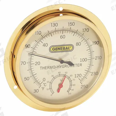 APPROVED VENDOR Analog Thermometer: 0%to 100% Humidity Range, Wall - Wall Mount Dial Temperature & Humidity Gauges