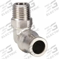 LEGRIS Push-Fit Elbow Fitting: 5/32 in OD x 1/8 in Pipe Size, Push-to-Connect x MNPT, Brass, Silver (MPN 3609 04 11). Key specifications — Brand: LEGRIS; Thread Size A: 1/8".