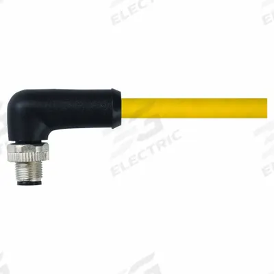 MURRELEKTRONIK Cordset: M12 Male Right Angle X Bare Wire, 4 Pins, Yellow, TPE, 5 m Cable Lg - Single-Ended Cordsets with TPE Jacket for Heaviest-Duty Applications