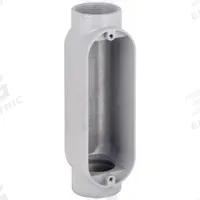 Conduit Outlet Body: Aluminum, 1 1/2 in Trade Size, C Body, 30.8 cu in Body Capacity, Threaded Hub (MPN RC150). Key specifications — Finish: Powder Coated; For Use With: IMC; Brand: RACO; Hub Style: Threaded.