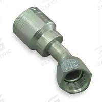 AEROQUIP Hydraulic Crimp Fitting: Steel x Steel, 45° Elbow, -10 For Hose Dash Size, JIC x Crimp (MPN 1AA12FJA10). Key specifications — Fitting Gender: Female x Genderless; Fitting Connection Type: JIC x Crimp; Thread Size: 1-1/16"-12; For Hose Dash Size: -10; Brand: AEROQUIP.