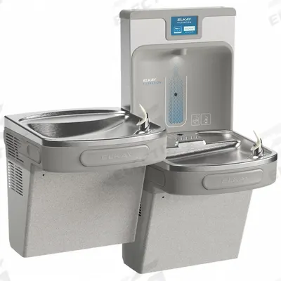 ELKAY Drinking Fountain with Bottle Filler: On-Wall, 8 gph @ 50°F, Gray - On-Wall Two-Level Drinking Fountains with Bottle Fillers