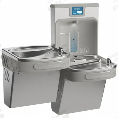ELKAY Bi-Level Drinking Fountain with Bottle Filler: On-Wall, 8 gph @ 50°F, Stainless Steel - On-Wall Two-Level Drinking Fountains with Bottle Fillers