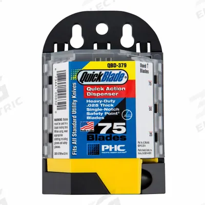 PACIFIC HANDY CUTTER, INC Utility Blade: 2 1/4 in Blade Lg, 3/4 in Blade Wd - Straight-Edge Blunt-Tip Replacement Utility Blades