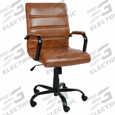 FLASH FURNITURE Office Chair: Whitney, Brown, Faux Leather Material, 19 1/2 in Back Ht - Fixed-Arm Office Chairs