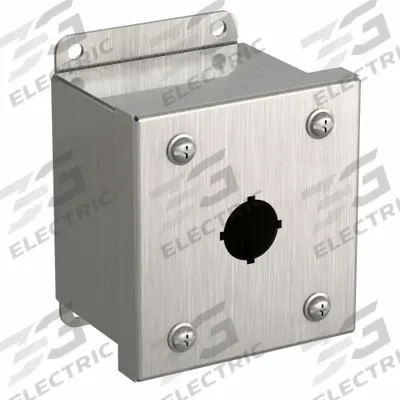 HAMMOND Push Button Enclosure: 22mm, 1 Holes, 316 Stainless Steel - Enclosures for 22mm Operators