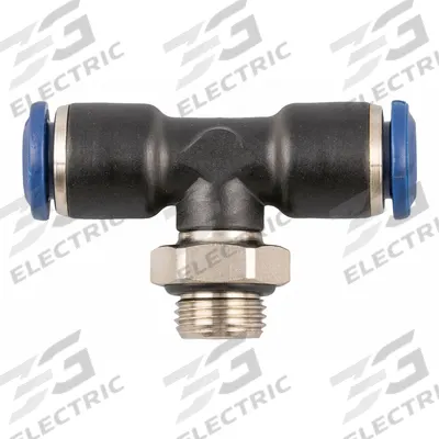 AIGNEP USA Push-Fit Tee Fitting: 5/16 in OD x 5/16 in OD x 3/8 in Pipe Size, Nylon - Nylon & Nickel-Plated Brass Tube Fittings