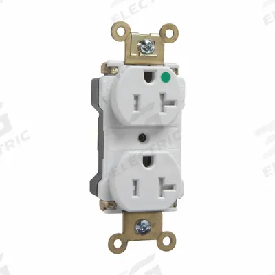 PASS & SEYMOUR Receptacle: Hospital Grade, Duplex, 5-20R, White, 125V AC - General Purpose Receptacles