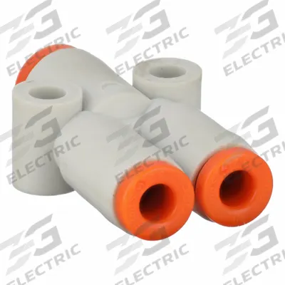 SMC Push-Fit Wye Fitting: 1/8 in OD x 1/8 in OD x 5/32 in OD Size, Polybutylene Terephthalate - Polybutylene & Brass Tube Fittings