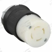 HUBBELL Locking Connector: Non-NEMA, Black/White, 250V AC, 30 A Current Rating, 3 Poles, 4 Wires (MPN HBL3433GCB). Key specifications — Brand: HUBBELL.