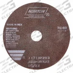 NORTON Cutoff Wheels: Type 1, 8" x 0.035" x 1 1/4", A60-OBNA2 (MPN 66253042980). Key specifications — Brand: NORTON; Wheel Hardness: O.