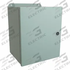 HAMMOND Electrical Enclosure: Steel, 12 in x 10 in x 8 in, NEMA 12/13/3R/4, w/Panel, Solid Cover (MPN EJ12108). Key specifications — Closure Method: Latches; Brand: HAMMOND; Knockouts: Not Included.