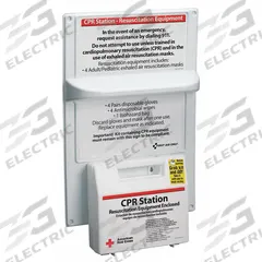 FIRST AID ONLY CPR Station: 1 People Served, Adult, Reusable, Box Case Type (MPN 9145-RC). Key specifications — Disposability: Reusable; Case Type: Box; Includes: Nitrile Exam Gloves; Case Material: Plastic; Brand: FIRST AID ONLY; Patient Type: Adult; Product Type: CPR Station.