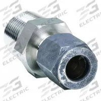PARKER Compression Fitting Adapter: 3/8 in OD x 1/4 in Pipe Fitting Size, Compression x MNPT (MPN 6-4 FBZ-SS). Key specifications — Series: CPI(TM); Compatible Fitting Brands: CPI™; Brand: PARKER.
