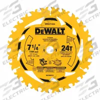 DEWALT Circular Saw Blade: 7 1/4 in Blade Dia., 24 Teeth, 0.08 in Cut Wd, 5/8 in Arbor Size, 3 PK (MPN DWA271424PK3). Key specifications — attr1116119: DEWALT; attr1145631: Wood.