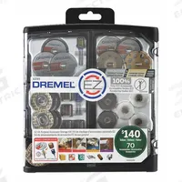 DREMEL General Purpose Attachment Set: Gen Purpose Attachment Set, 70 Pieces, Case Included (MPN EZ725). Key specifications — attr1097321: EZ544 1-1/2 in EZ Lock Carbide Cutting Wheel; attr1097325: Case Included; attr1097330: DREMEL.