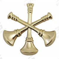 HEROS PRIDE Metal Rank Insignia: Asst. CF Fire Bugles, 3/4 in, Gold, Metal, Clutch Pin, 1 PR (MPN 4446G). Key specifications — attr1074238: Clutch Pin; attr188498: 3/4 in; attr188499: Gold; attr188500: Metal; attr188503: Asst. CF Fire Bugles; attr193746: HEROS PRIDE.