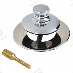 WATCO Drain Stopper: Plastic/Stainless Steel, Chrome-Plated, 2 7/8 in Overall Dia, Push and Pull (MPN 4875N-PP-CP-51 U). Key specifications — Color: Silver; Material: Stainless Steel.