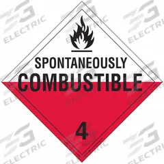 LABELMASTER Spontaneously Combustible Placard: Spontaneously Combustible, 10 3/4 in Label Ht, 25 PK (MPN Z-PVE). Key specifications — Brand: LABELMASTER; Message: Spontaneously Combustible.