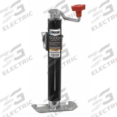 REESE Topwind Tubular Swivel Jack: Topwind Trailer Jack, 5,000 lb Static Load Capacity, Topwind (MPN 7079500). Key specifications — Handle Type: Topwind; Mounting Type: Weld-On Tubular Mount; Maximum Lift Height: 1 ft 1-1/2 in; Base: Footplate; Brand: REESE.