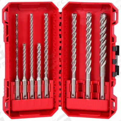 MILWAUKEE Rotary Hammer Drill Bit Set: 7 5/8 in Overall Lg, 13/32 in Shank Dia - SDS-Plus Concrete & Masonry Drill Bit Sets