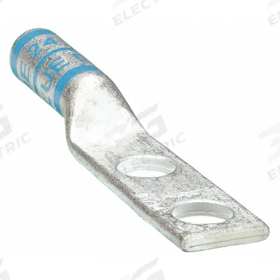 APPROVED VENDOR Compression Lug: For 6 AWG, Stranded Wire, 1/4 in Stud Size, Long - Two-Hole Compression Lugs