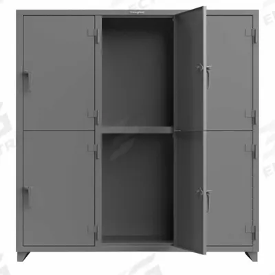 STRONG HOLD Locker: 72 in x 24 in x 75 in, Solid, 2 Tiers, 3 Units Wide, Padlock Hasp - Louvered Metal Wardrobe Lockers
