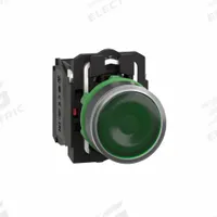 SCHNEIDER Illuminated Push Button: Illuminated, Flush Profile, Non-Metallic, 22 mm, 1NO/1NC (MPN XB5AW33B5). Key specifications — Brand: SCHNEIDER; Action: Momentary; Series: XB5; Push Button Material Type: Non-Metallic.