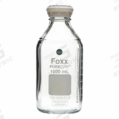 APPROVED VENDOR Narrow Mouth Round Glass Bottles - Safety Coated: 1 L, GL45, Colorless - Safety Coated Wide Mouth Round Glass Lab Bottles