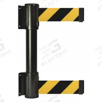 TENSABARRIER Belt Barrier: Fixed Mounting Plate, 13 ft Belt Lg, Pattern, Black/Yellow, No Legend (MPN 896T2-33-MAX-D4X-C). Key specifications — Frame Color: Black; Brand: TENSABARRIER; Belt Color: Black/Yellow.