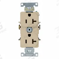 LEVITON Plugs and Receptacles: Duplex, 5-20, Ivory, 125V AC, 20 A, 2 Pole / 3 Wire (MPN 5342-I)