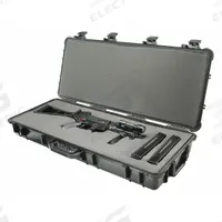 PELICAN Protective Case: 13 1/2 in x 35 3/4 in x 5 1/4 in, Convoluted/Solid, Black, 2 Wheels (MPN 1700). Key specifications — Brand: PELICAN; Material: Plastic; Closure Type: Double Throw.