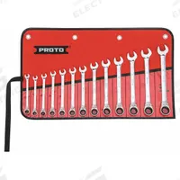 PROTO Combination Wrench Set: Alloy Steel, Chrome, 13 Tools, 7 mm to 19 mm Range of Head Sizes (MPN JSCVMT-13S). Key specifications — attr309581: Chrome; attr309580: Alloy Steel; attr309571: Yes; attr309583: No; attr309587: Yes; attr324931: PROTO; attr309569: 7 mm to 19 mm; attr309572: Tool Roll.