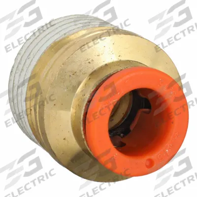 SMC Push-Fit Adapter Fitting: 5/16 in OD x 3/8 in Pipe Size, Push-to-Connect x MNPT - Polybutylene & Brass Tube Fittings
