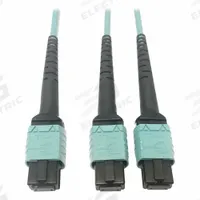 EATON TRIPP LITE Fiber Cable: (1) 24F MPO/PC Female (Aqua) x (2) 12F MPO/PC Female (Aqua), Method B (MPN N846D-03M-24BAQ). Key specifications — Fire Rating: Plenum; Jacket Material: PVC; Number of Fibers: Duplex; Fiber Type: OM4; Polarity: Method B; Brand: EATON TRIPP LITE; End 1 Connection Gender: Female; End 1 Contact Type Finish: PC.