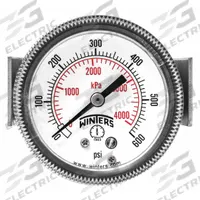 WINTERS Panel-Mount Pressure Gauge: U-Clamp, 0 psi to 600 psi, 2 in Dial, 1/8 in NPT Male, P9U 90, 5 (MPN P9U901446UC). Key specifications — Accuracy: ±2-1-2%; Brand: WINTERS; Vibration Resistance Properties: None; Gauge Wetted Parts: Brass / Bronze.