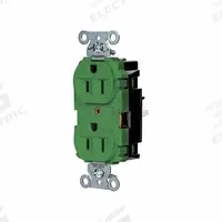 HUBBELL Receptacle: Duplex, 5-15, Green, 125V AC, 15 A, 2 Pole / 3 Wire (MPN 5262STGN)